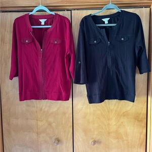 Christopher & Banks Red and Black Zip-Up Jackets